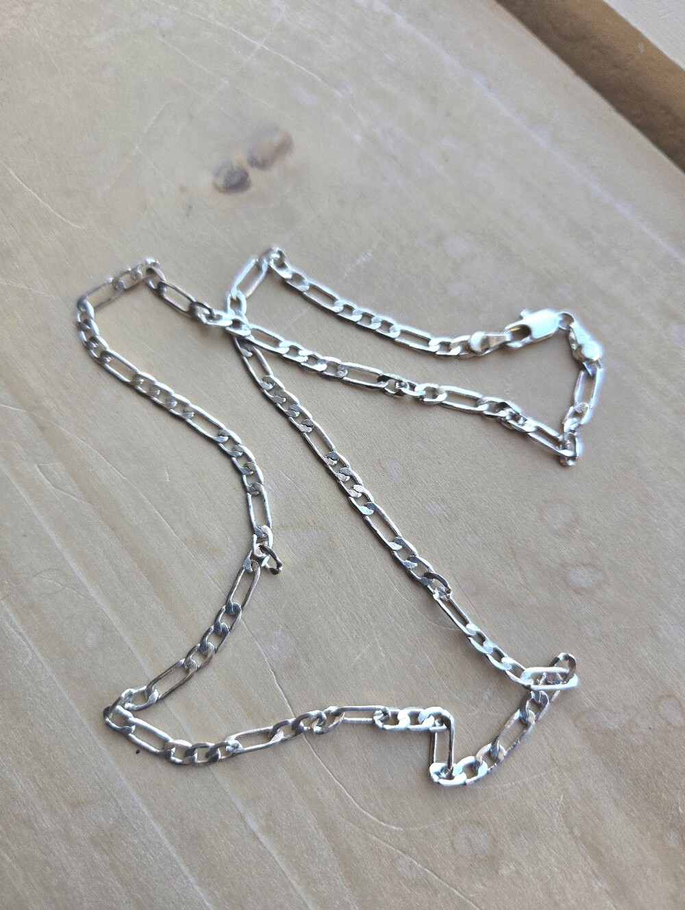 Sterling Silver Figaro-Style Chain Necklace - Silver - Picture 4 of 4